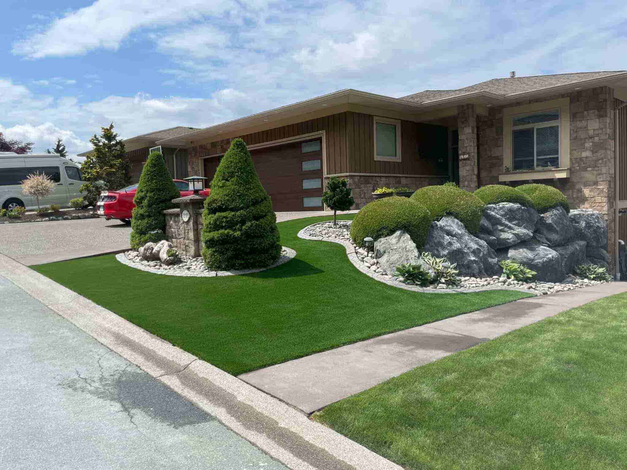 frontyard artificial turf installation