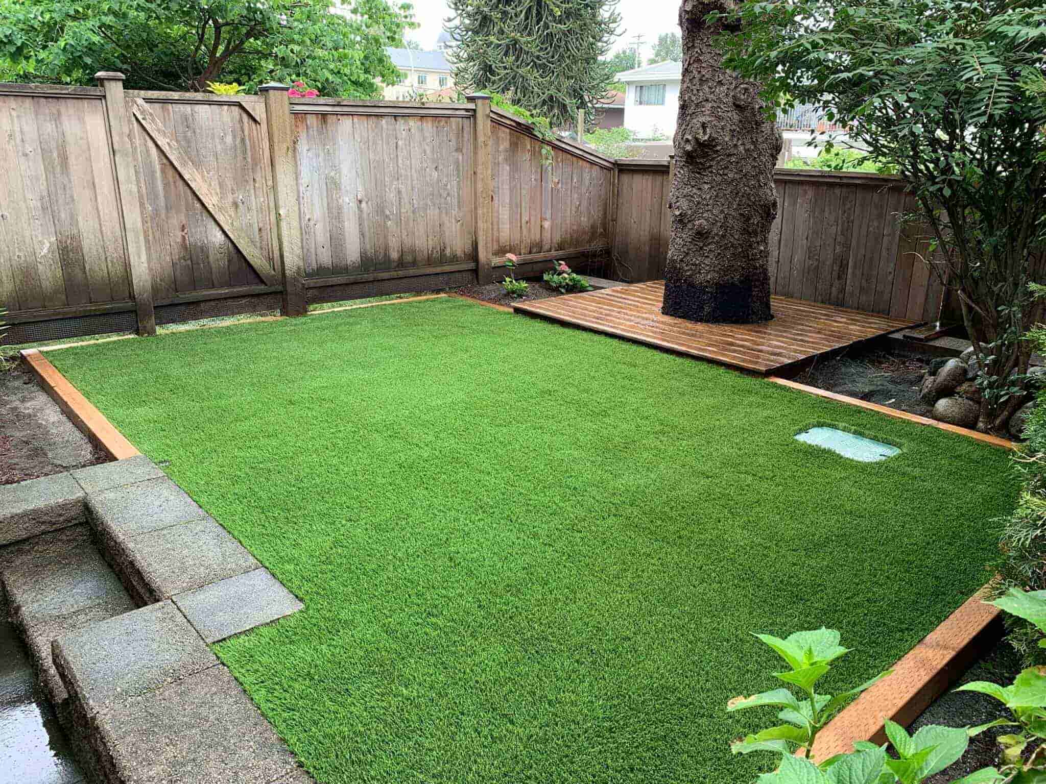 backyard artificial turf installation